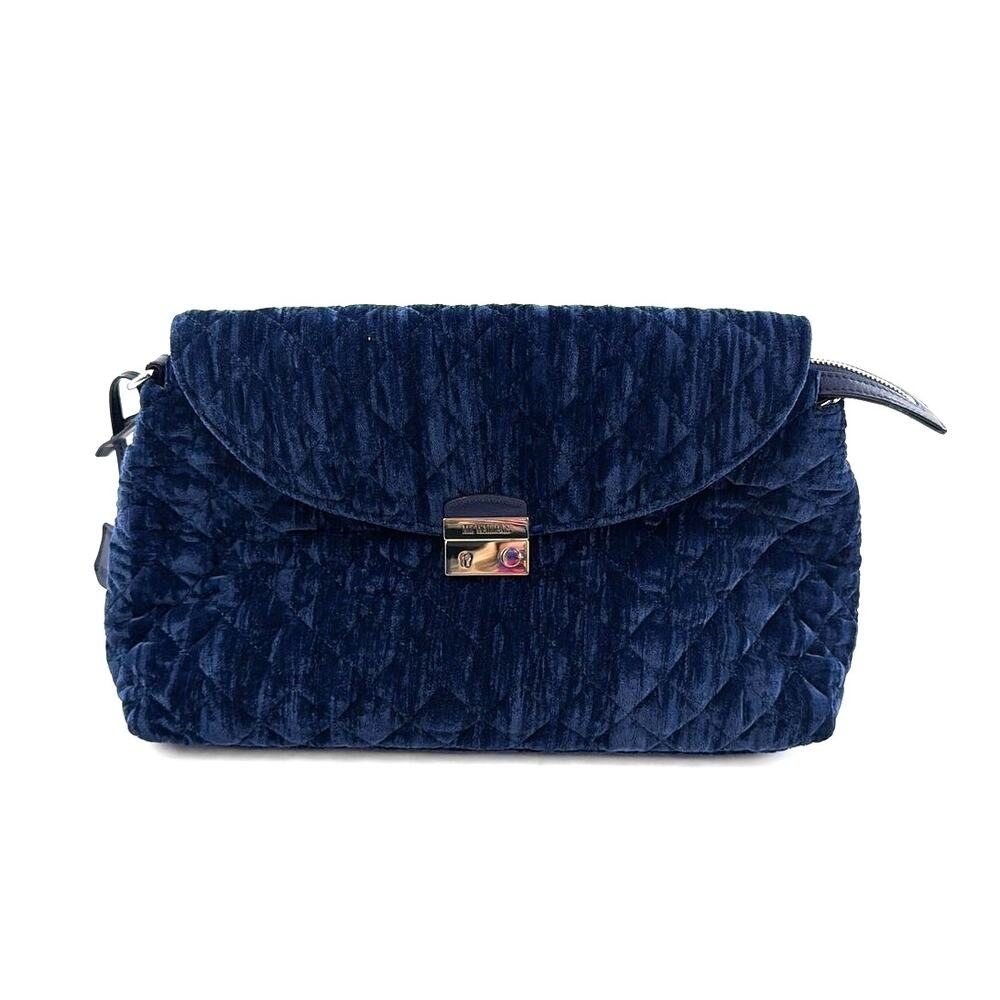 MZ Wallace Quilted Velvet Crossbody Bag in Deep Navy Blue - Picture 4 of 14